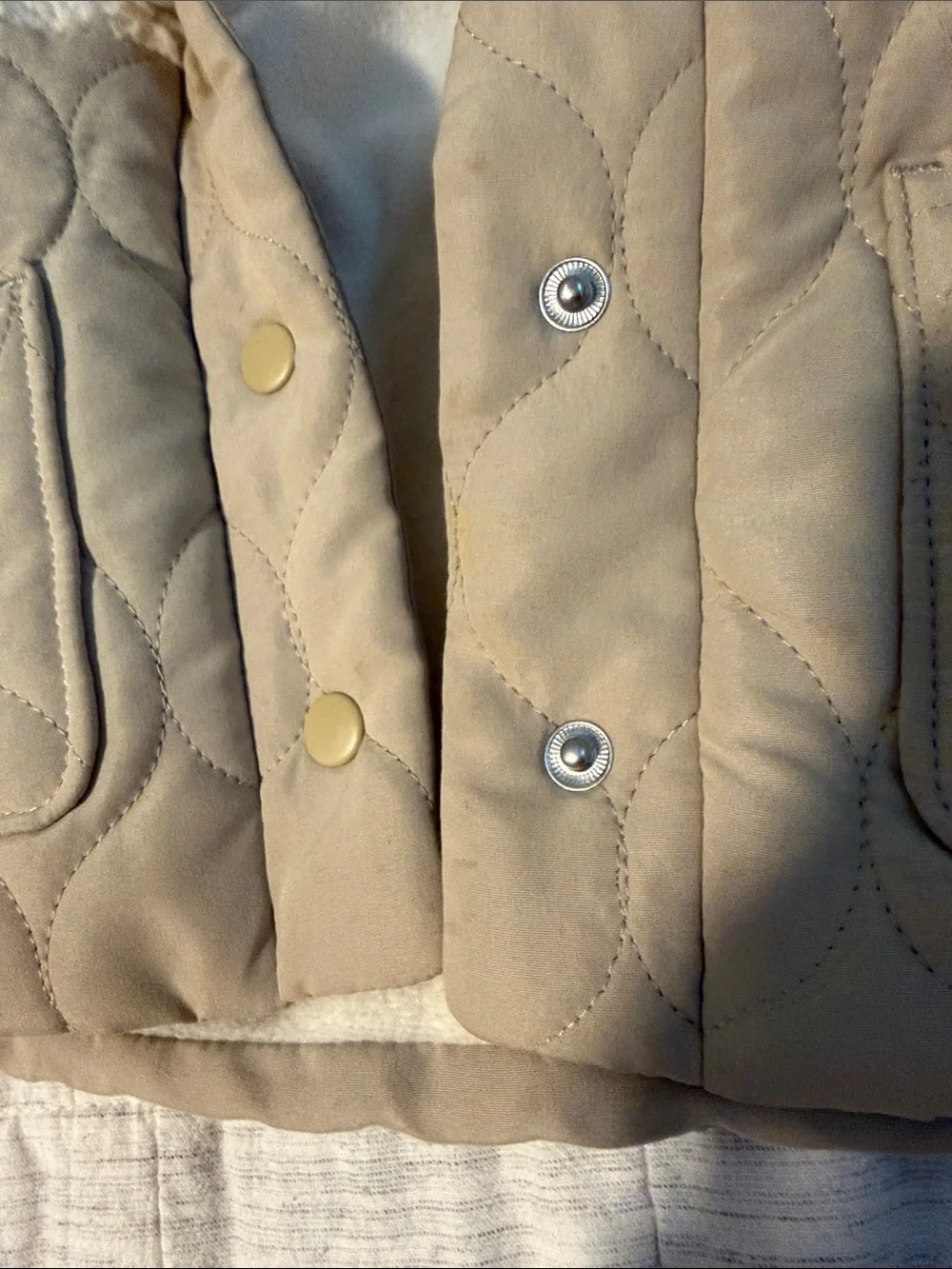 Old Navy Cream Quilted & Sherpa Hooded Puffer Jacket